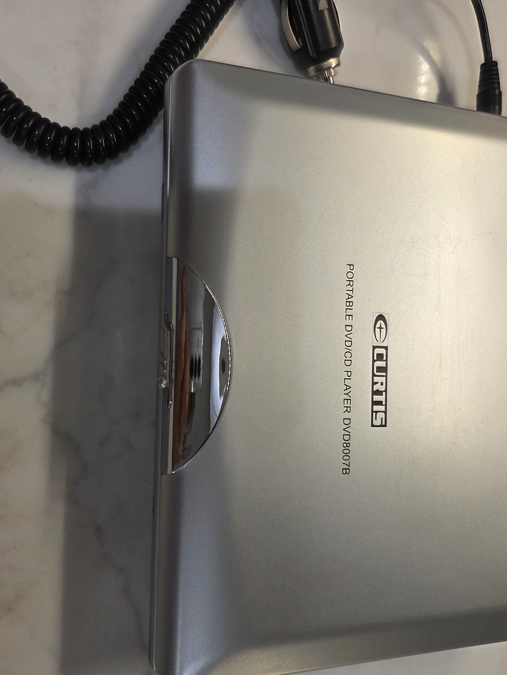 Curtis DVD8007B Portable DVD/CD Player w/ Remote Control, Silver W/ Car Charger